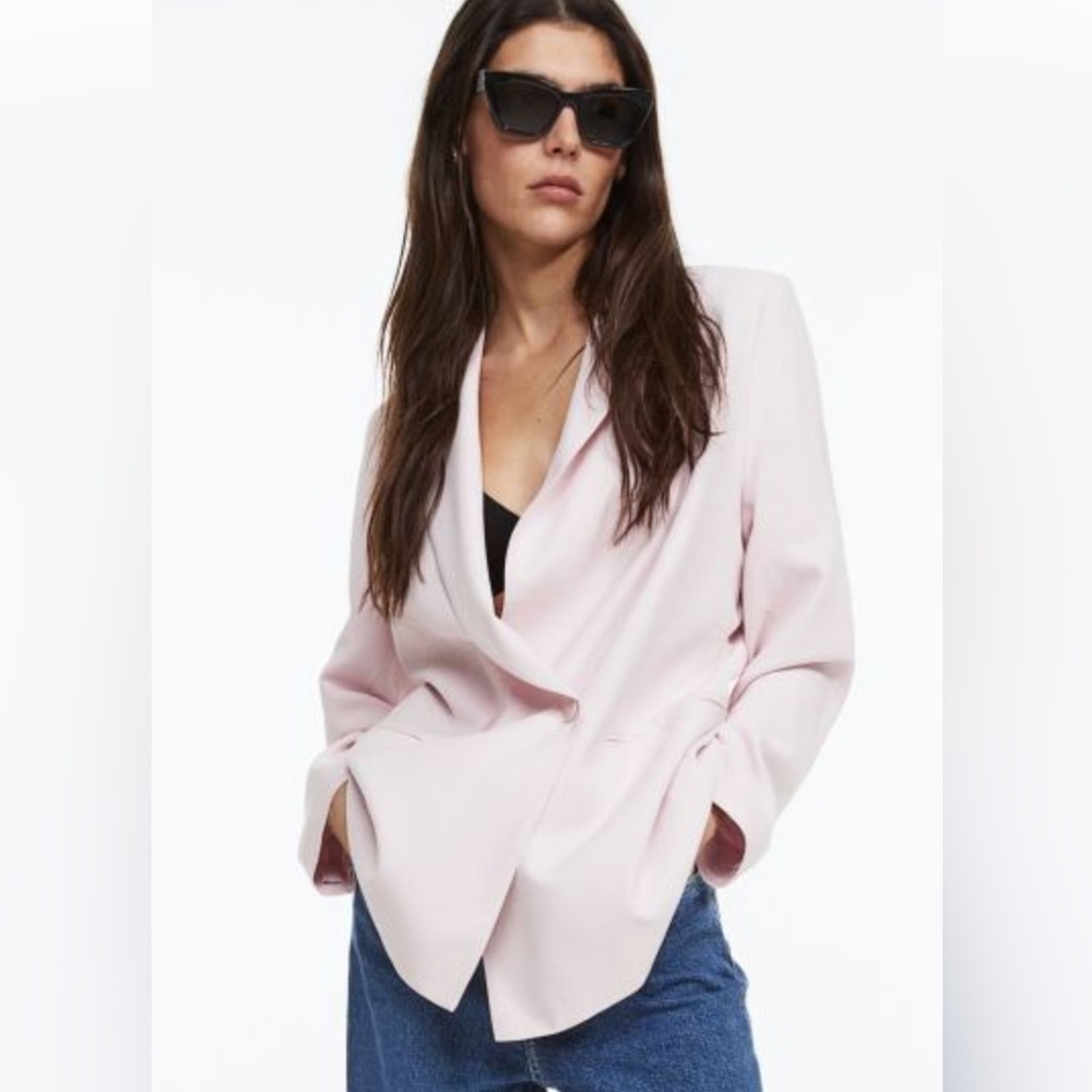 H&M Double-breasted Womens Jacket In light pink.